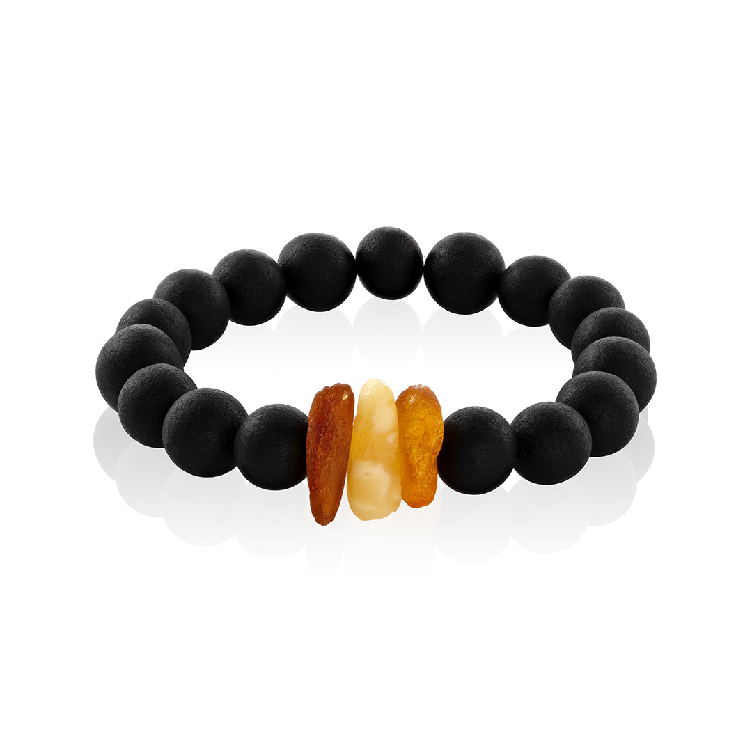 Black recycled Amber bracelet handmade from Natural Baltic Amber
