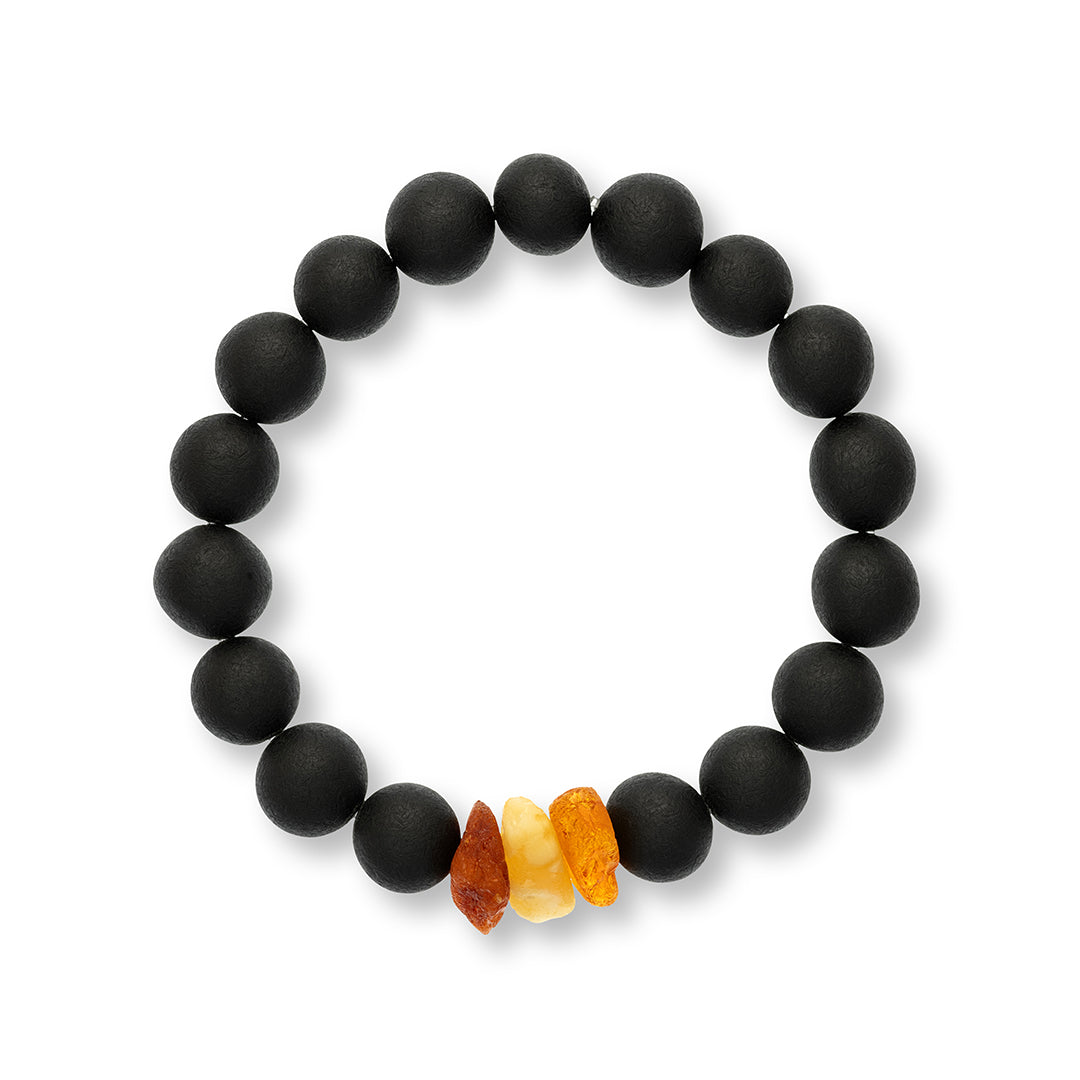 Black recycled Amber bracelet handmade from Natural Baltic Amber