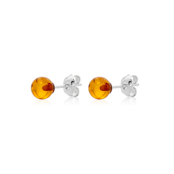 Cognac Amber stud Earrings is handmade from Natural Baltic Amber