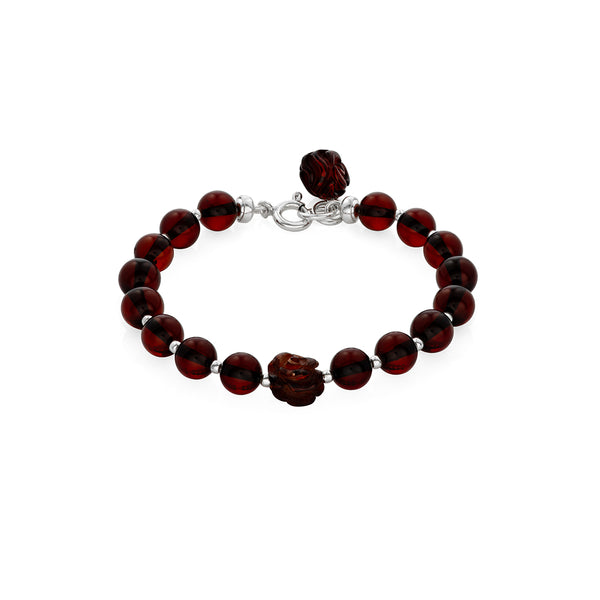 Dark cherry Beads Amber Bracelet is handmade from Natural Baltic Amber.