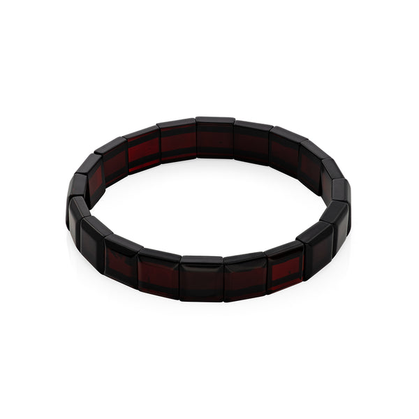 Dark cherry Amber Bracelet is handmade from Natural Baltic Amber