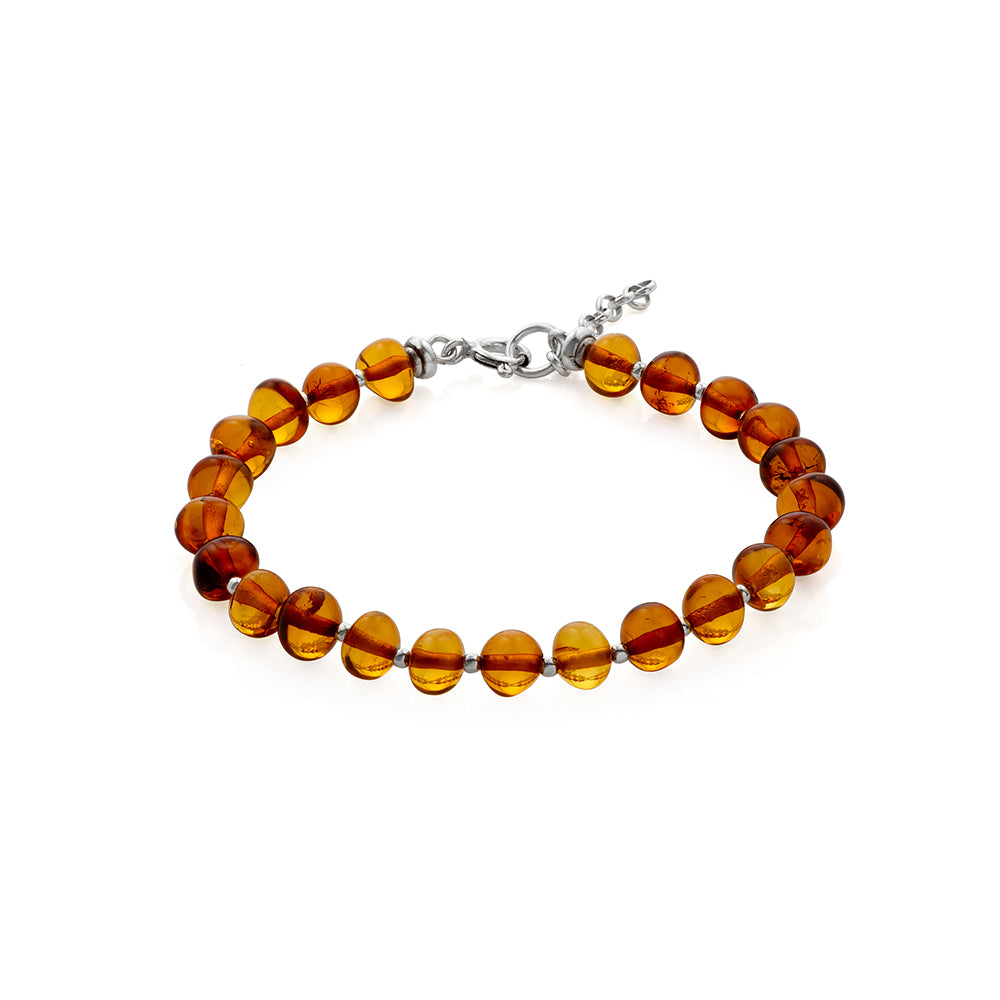 Cognac Beads Amber Bracelet is handmade from Natural Baltic Amber.