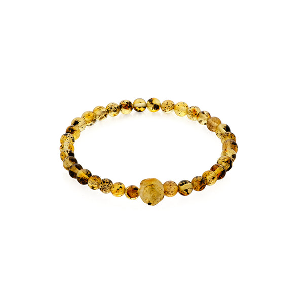 Green Black Beads Amber Bracelet is handmade from Natural Baltic Amber.