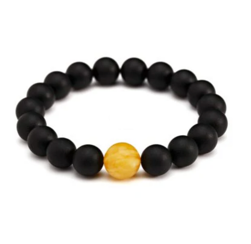 Recycled black Baltic amber bracelet — Orbital Planetoid