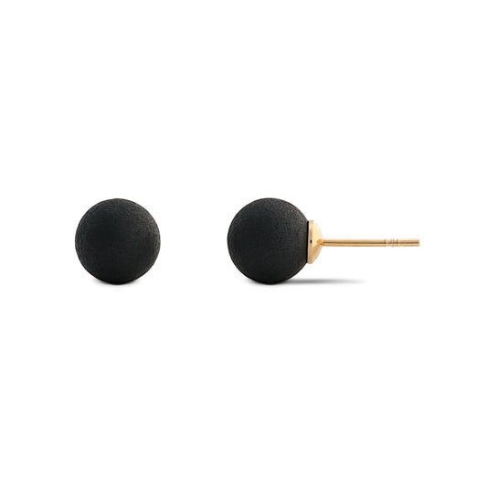 Recycled Black amber stud Earrings is handmade from Natural Baltic Amber