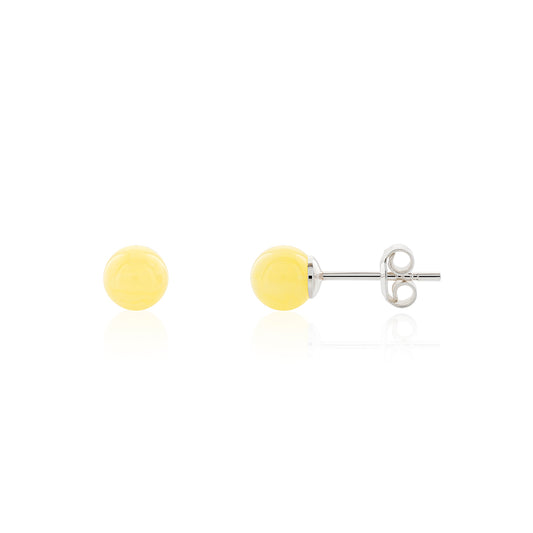 Yellow milky baltic amber stud Earrings is handmade from Natural Baltic Amber