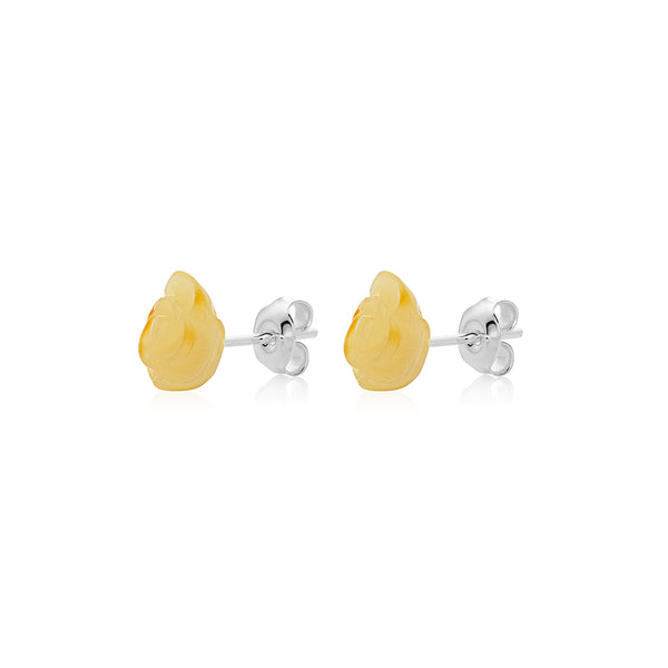 Milky Matt Amber stud Earrings is handmade from Natural Baltic Amber