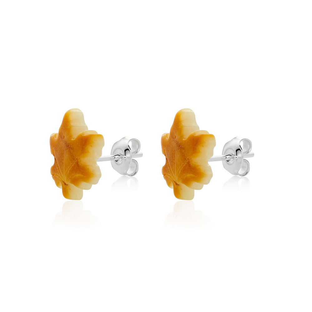 Yellow Milky Amber stud Earrings is handmade from Natural Baltic Amber