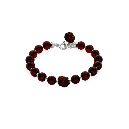 Dark cherry Beads Amber Bracelet is handmade from Natural Baltic Amber.