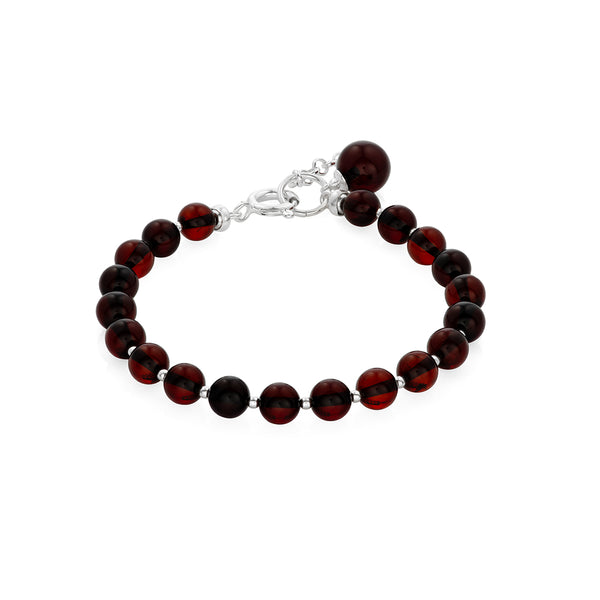 Dark cherry Beads Amber Bracelet is handmade from Natural Baltic Amber