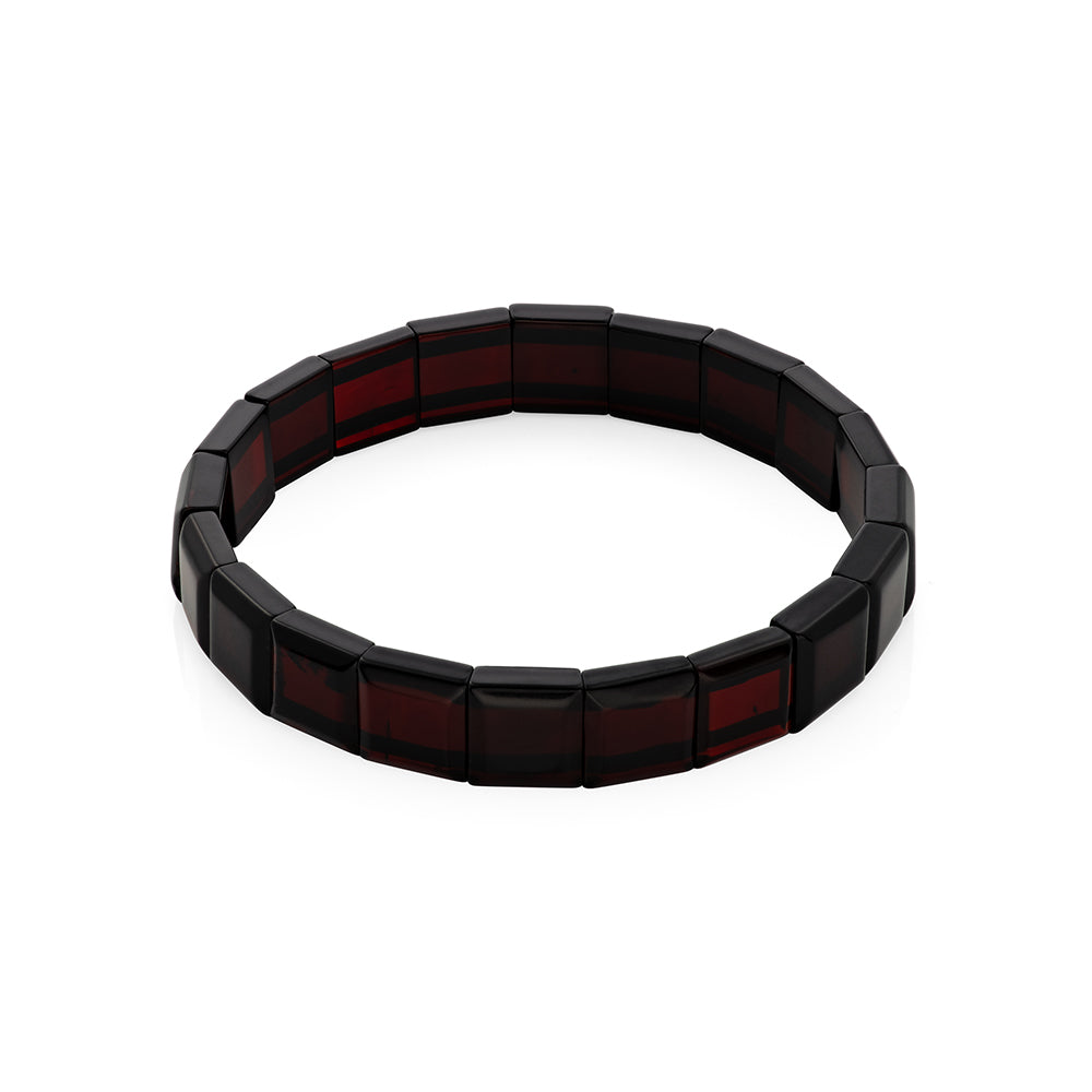 Dark cherry Amber Bracelet is handmade from Natural Baltic Amber
