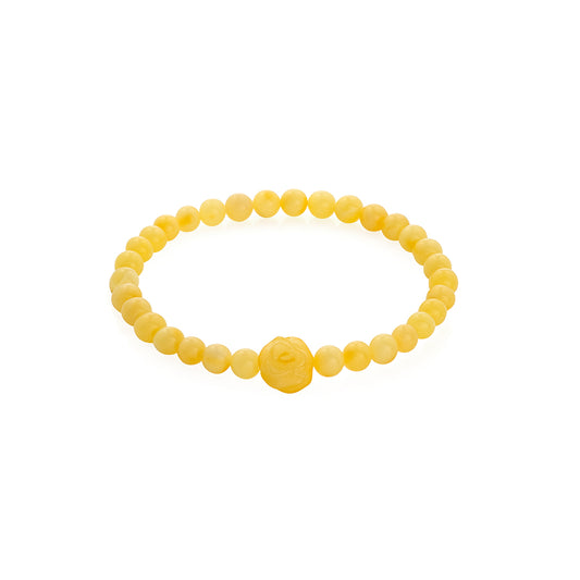 Yellow Milky Beads Amber Bracelet is handmade from Natural Baltic Amber.