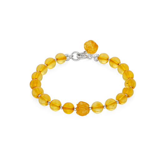 Honey transparent Beads Amber Bracelet is handmade from Natural Baltic Amber