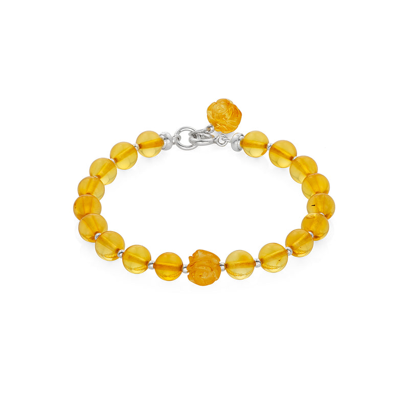 Honey transparent Beads Amber Bracelet is handmade from Natural Baltic Amber