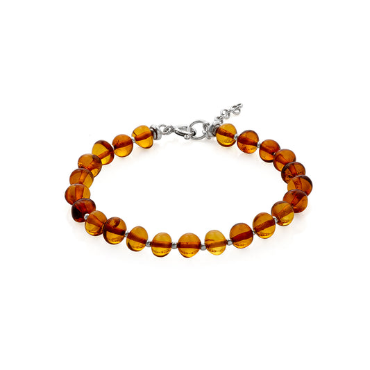 Cognac Beads Amber Bracelet is handmade from Natural Baltic Amber.