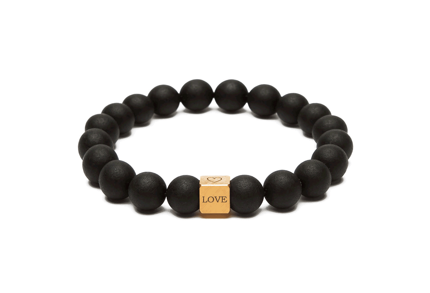 Baltic amber black amber bracelet 10 mm with brass cube 8x8 mm gold plated
