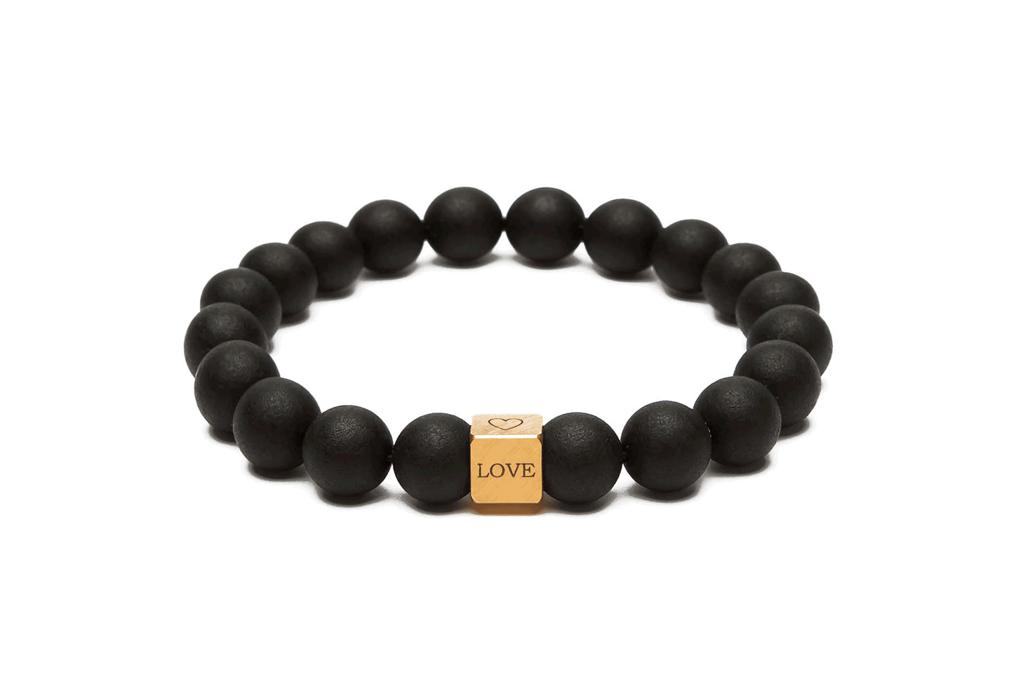 Baltic amber black amber bracelet 10 mm with brass cube 8x8 mm gold plated